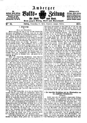 Amberger Volks-Zeitung für Stadt und Land Donnerstag 20. April 1871