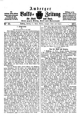 Amberger Volks-Zeitung für Stadt und Land Freitag 21. April 1871