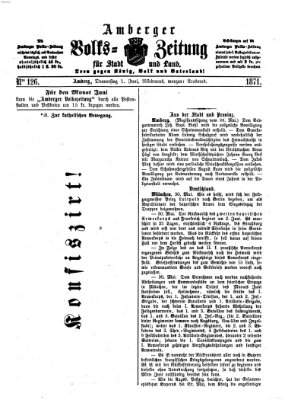 Amberger Volks-Zeitung für Stadt und Land Donnerstag 1. Juni 1871