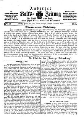 Amberger Volks-Zeitung für Stadt und Land Freitag 30. Juni 1871