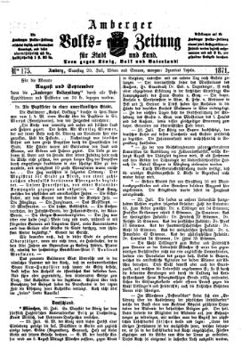 Amberger Volks-Zeitung für Stadt und Land Samstag 29. Juli 1871