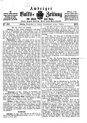 Amberger Volks-Zeitung für Stadt und Land Donnerstag 24. August 1871