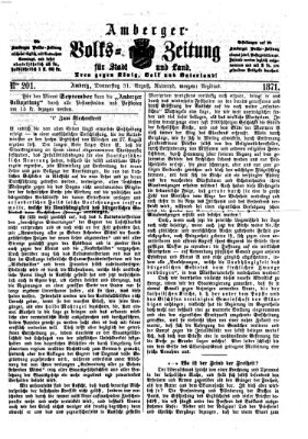 Amberger Volks-Zeitung für Stadt und Land Donnerstag 31. August 1871