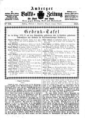 Amberger Volks-Zeitung für Stadt und Land Mittwoch 6. September 1871