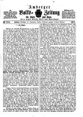 Amberger Volks-Zeitung für Stadt und Land Dienstag 12. September 1871