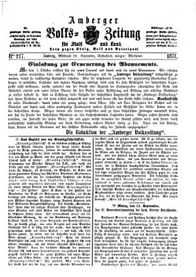 Amberger Volks-Zeitung für Stadt und Land Mittwoch 20. September 1871