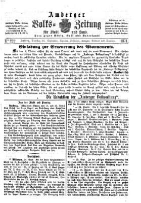 Amberger Volks-Zeitung für Stadt und Land Dienstag 26. September 1871