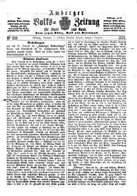 Amberger Volks-Zeitung für Stadt und Land Samstag 7. Oktober 1871