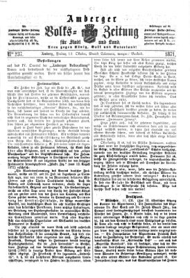 Amberger Volks-Zeitung für Stadt und Land Freitag 13. Oktober 1871