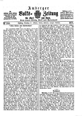 Amberger Volks-Zeitung für Stadt und Land Samstag 21. Oktober 1871