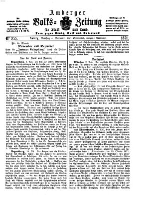 Amberger Volks-Zeitung für Stadt und Land Samstag 4. November 1871