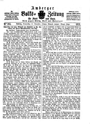 Amberger Volks-Zeitung für Stadt und Land Donnerstag 16. November 1871