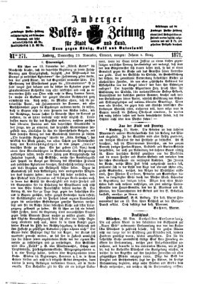 Amberger Volks-Zeitung für Stadt und Land Donnerstag 23. November 1871