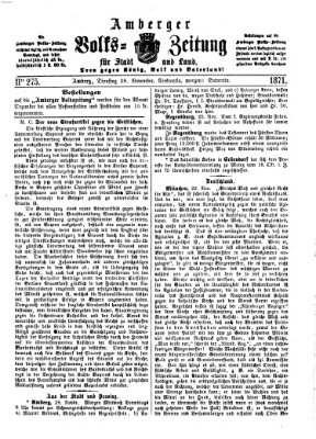 Amberger Volks-Zeitung für Stadt und Land Dienstag 28. November 1871