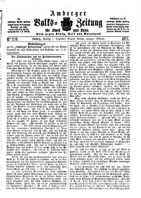 Amberger Volks-Zeitung für Stadt und Land Freitag 1. Dezember 1871