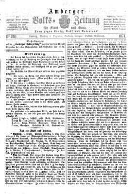 Amberger Volks-Zeitung für Stadt und Land Montag 4. Dezember 1871