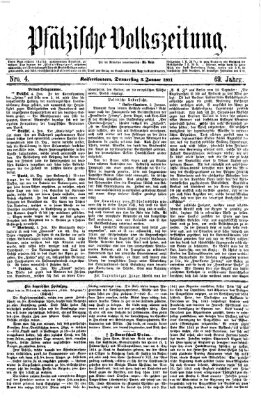 Pfälzische Volkszeitung Donnerstag 5. Januar 1871