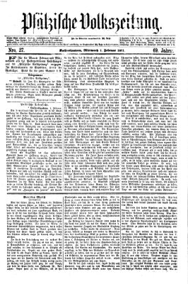 Pfälzische Volkszeitung Mittwoch 1. Februar 1871