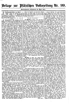 Pfälzische Volkszeitung Mittwoch 26. April 1871