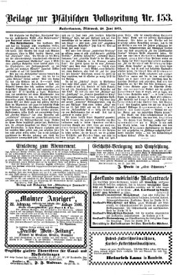 Pfälzische Volkszeitung Mittwoch 28. Juni 1871