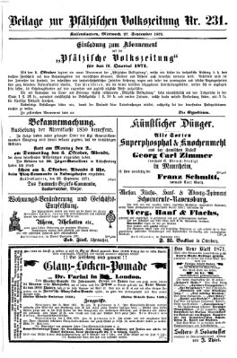 Pfälzische Volkszeitung Mittwoch 27. September 1871