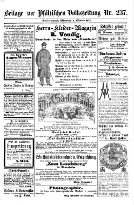 Pfälzische Volkszeitung Mittwoch 4. Oktober 1871