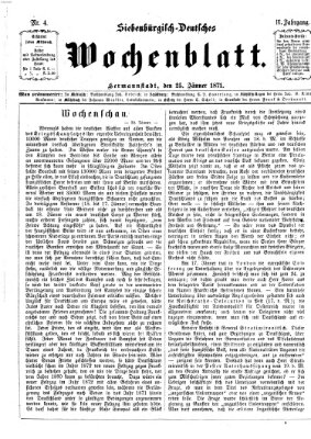 Siebenbürgisch-deutsches Wochenblatt Mittwoch 25. Januar 1871