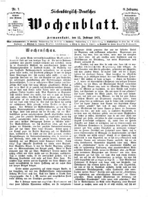 Siebenbürgisch-deutsches Wochenblatt Mittwoch 15. Februar 1871