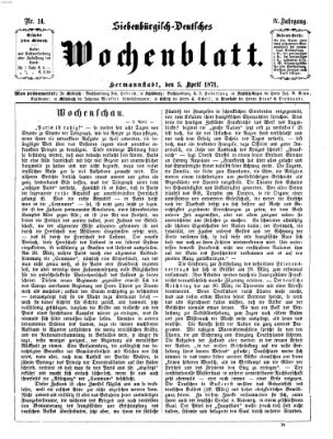 Siebenbürgisch-deutsches Wochenblatt Mittwoch 5. April 1871