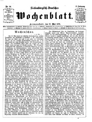 Siebenbürgisch-deutsches Wochenblatt Mittwoch 17. Mai 1871