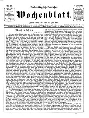 Siebenbürgisch-deutsches Wochenblatt Mittwoch 26. Juli 1871