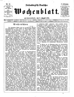 Siebenbürgisch-deutsches Wochenblatt Mittwoch 2. August 1871