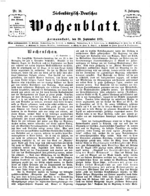 Siebenbürgisch-deutsches Wochenblatt Mittwoch 20. September 1871