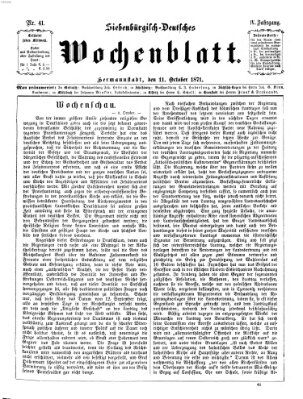 Siebenbürgisch-deutsches Wochenblatt Mittwoch 11. Oktober 1871