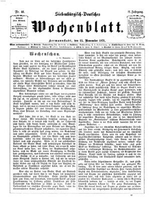 Siebenbürgisch-deutsches Wochenblatt Mittwoch 15. November 1871