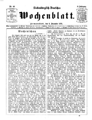 Siebenbürgisch-deutsches Wochenblatt Mittwoch 6. Dezember 1871