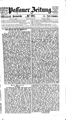 Passauer Zeitung Mittwoch 15. Juli 1868