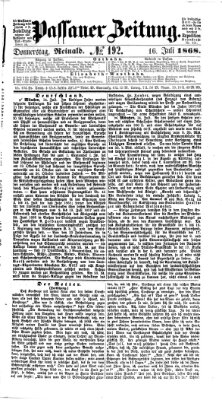 Passauer Zeitung Donnerstag 16. Juli 1868