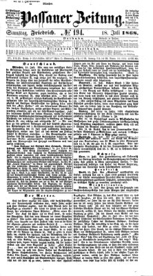 Passauer Zeitung Samstag 18. Juli 1868