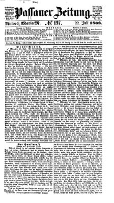 Passauer Zeitung Mittwoch 22. Juli 1868