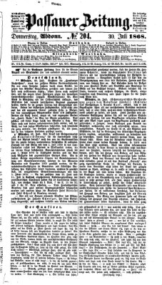 Passauer Zeitung Donnerstag 30. Juli 1868