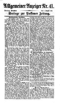 Passauer Zeitung Montag 3. August 1868