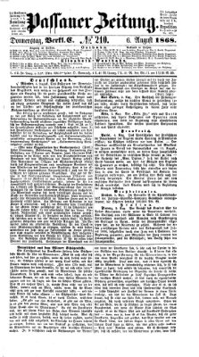 Passauer Zeitung Donnerstag 6. August 1868