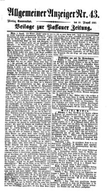 Passauer Zeitung Montag 10. August 1868