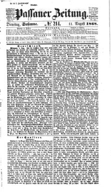 Passauer Zeitung Dienstag 11. August 1868