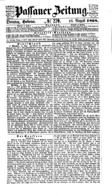 Passauer Zeitung Dienstag 18. August 1868