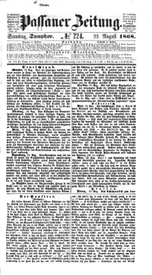 Passauer Zeitung Samstag 22. August 1868