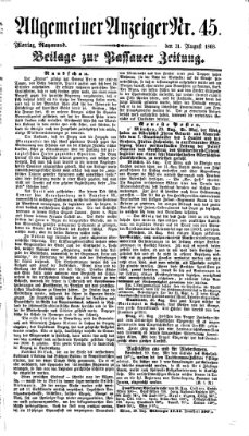 Passauer Zeitung Montag 31. August 1868