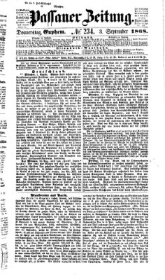 Passauer Zeitung Donnerstag 3. September 1868