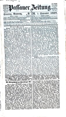 Passauer Zeitung Samstag 5. September 1868